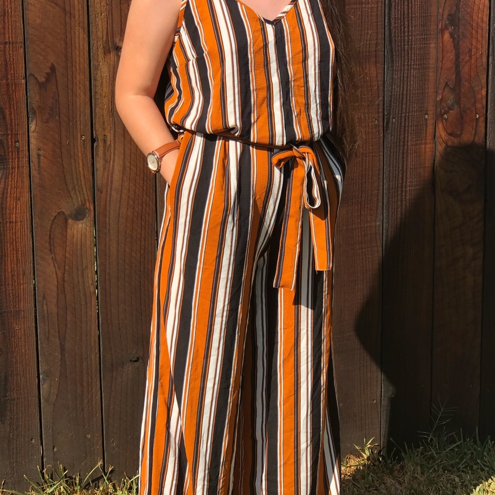 Stripe Sleeveless Jumpsuit